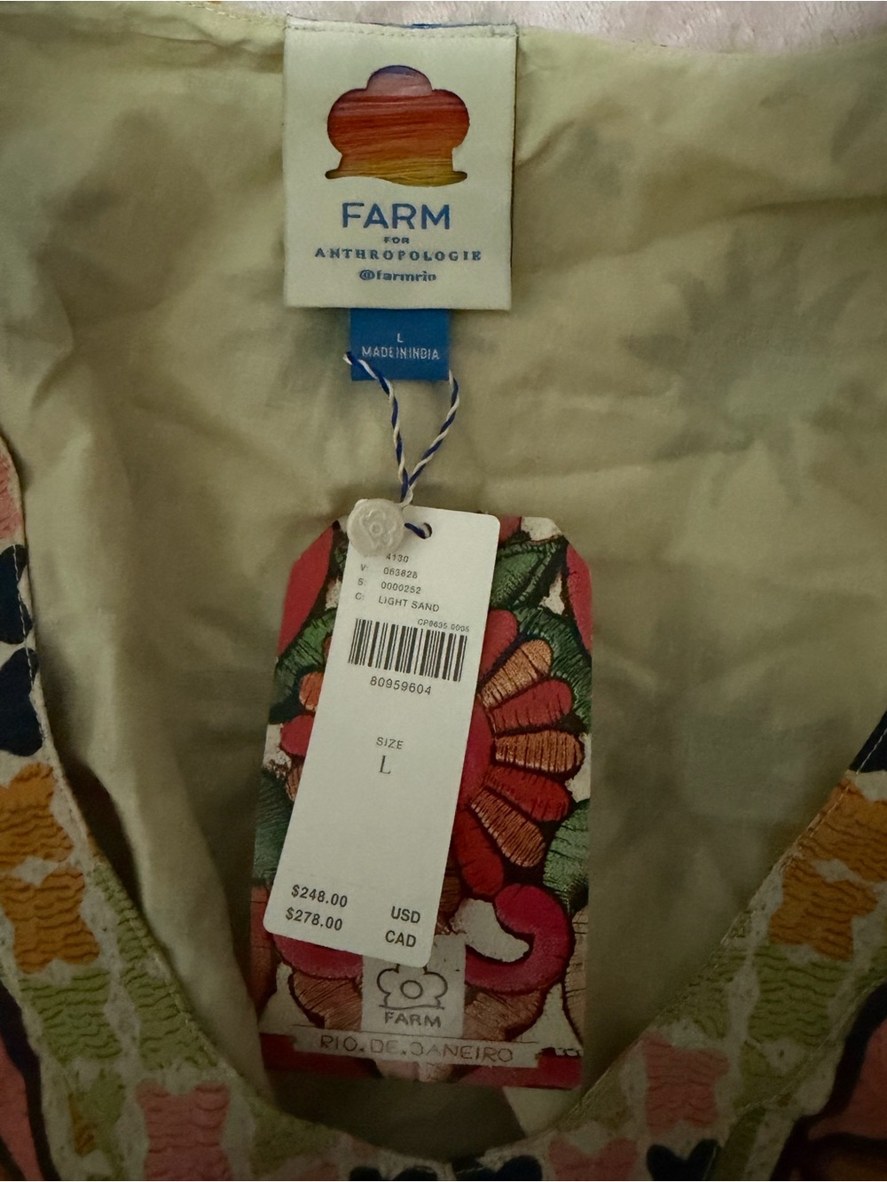 FARM Rio NWT Tropical Sunshine V-Neck Dress Cream Maxi Dress - Picture 14 of 14